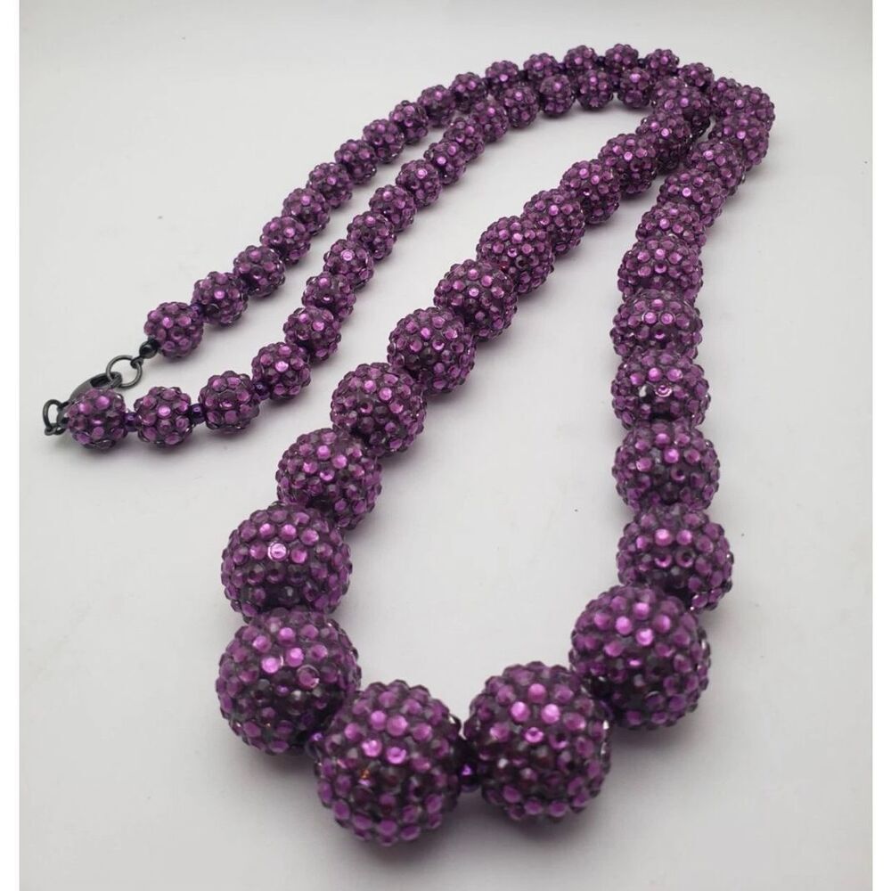 Kenneth Jay Lane Vintage Signed Sparkly Purple Beaded Necklace New